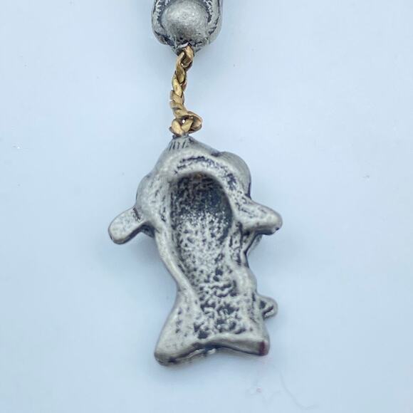 Signed JJ JONETTE JEWELRY Cat Dangling Mouse Playing Pewter Brooch Pin Vintage - Picture 7 of 8